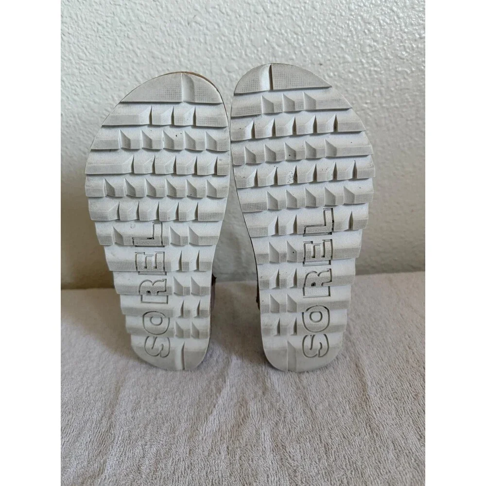Sorel Women Roaming Strappy Sandal Taupe Leather Cork Platform Size 7.5